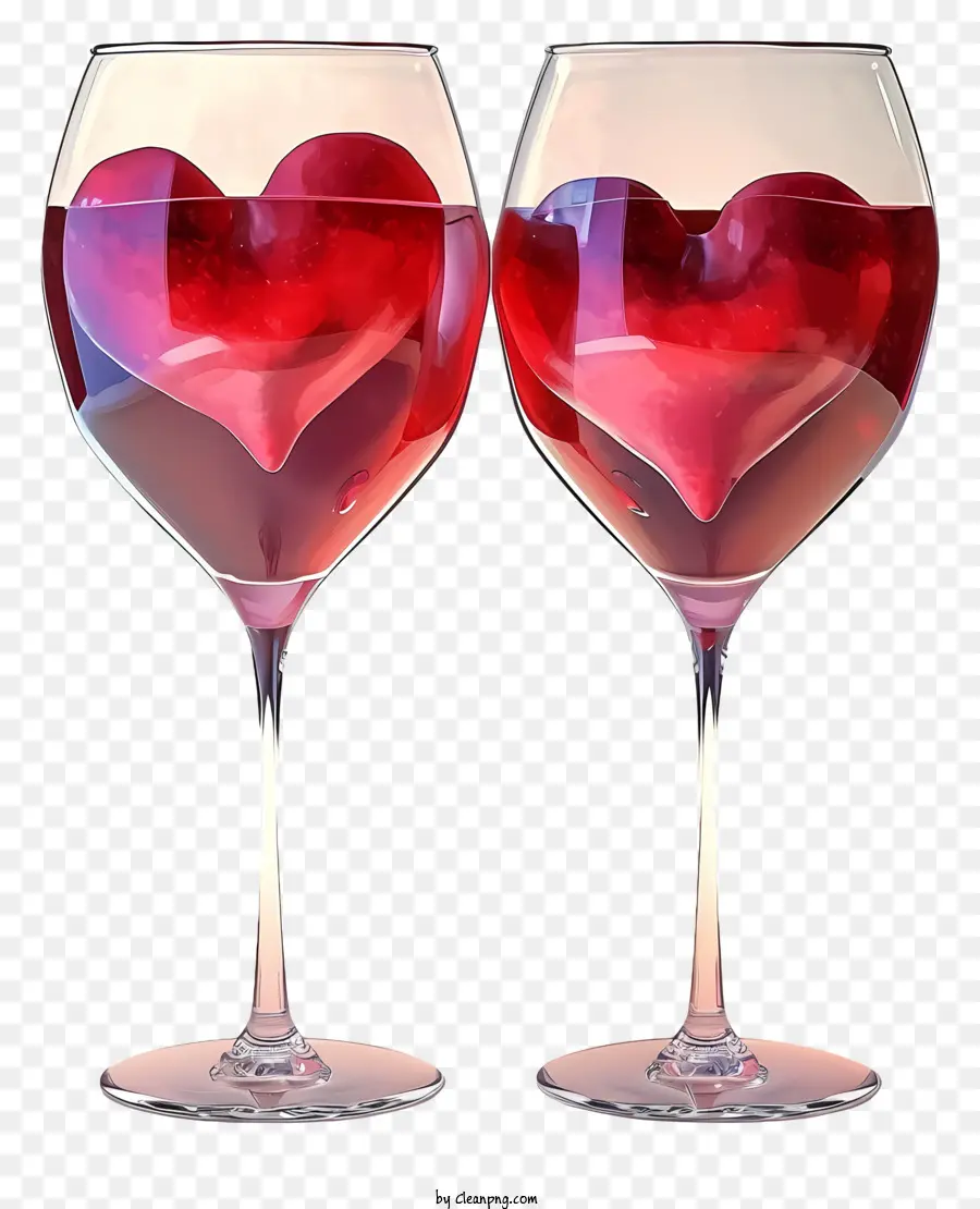 Verres à Vin Réalistes De La Saint Valentin En 3d，Verres à Vin PNG