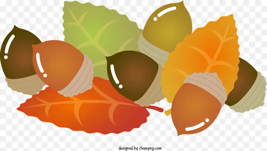 Bordure De Feuilles D'automne，Feuilles Et Glands D'automne PNG