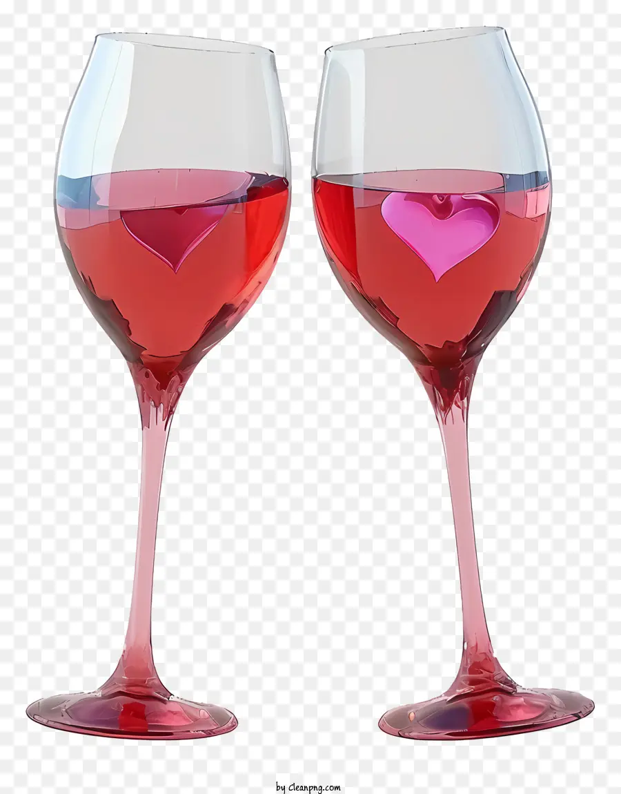 Verres à Vin Réalistes De La Saint Valentin En 3d，Verres à Vin PNG