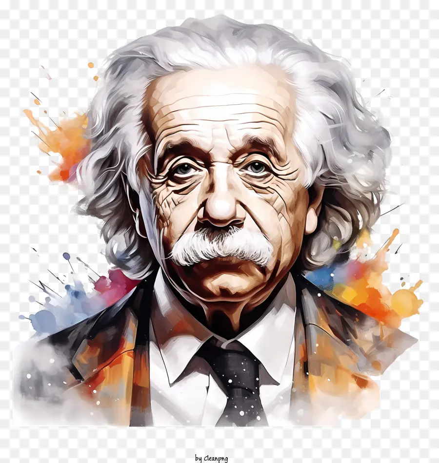 Portrait D'aquarelle Albert Einstein，Peinture PNG