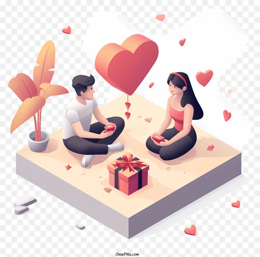 Cadeau De La Saint Valentin Pour Petit Ami，Scène De Plage Romantique PNG