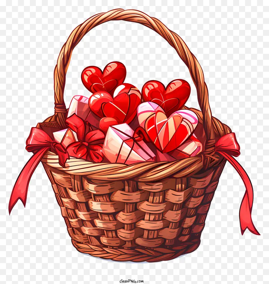 Panier Cadeau De La Saint Valentin，Panier En Osier PNG