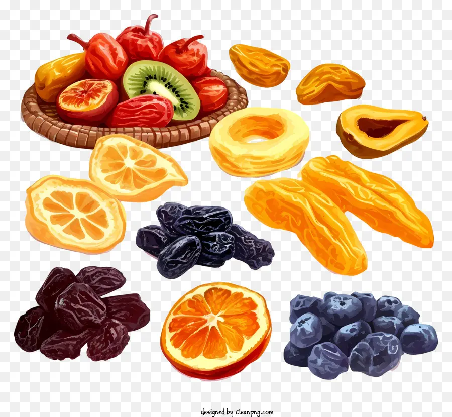 Fruits Séchés De Dessins Animés，Panier De Fruits PNG