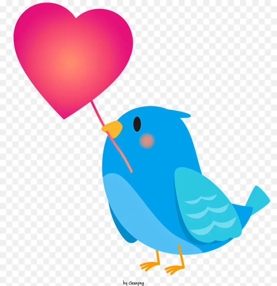 L'oiseau Bleu，Coeur En Forme De Ballon PNG