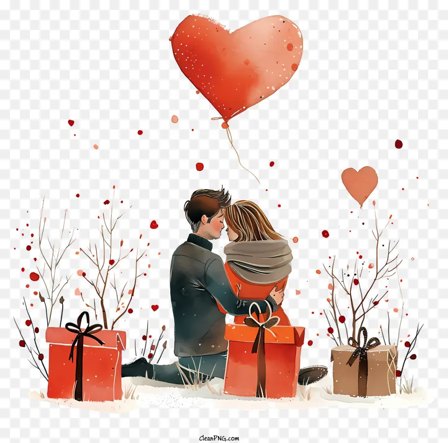 Cadeau De La Saint Valentin Pour Petit Ami，Paysage De Neige PNG