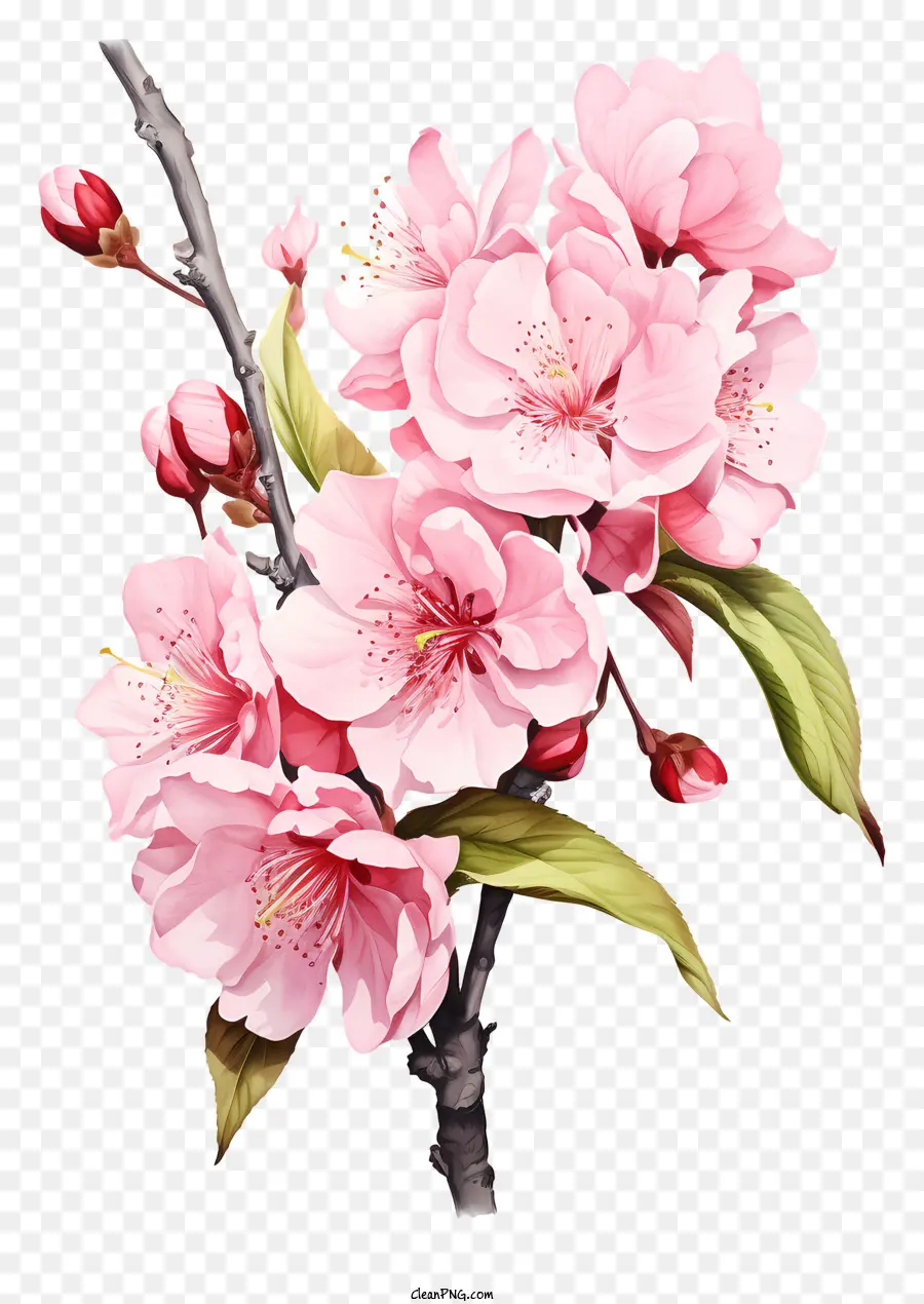 Branche De Cerise Aquarelle Fleur，Fleurs De Fleur De Cerisier PNG