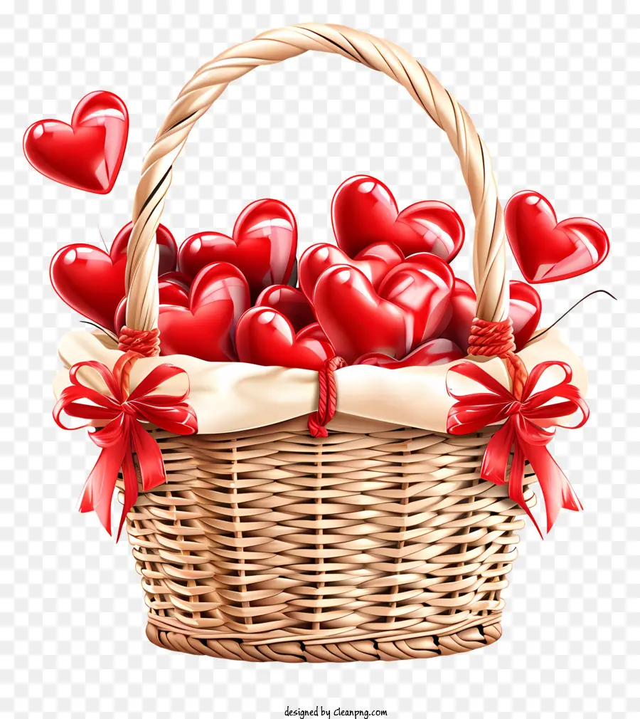 Panier Cadeau Saint Valentin，Coeurs Rouges PNG