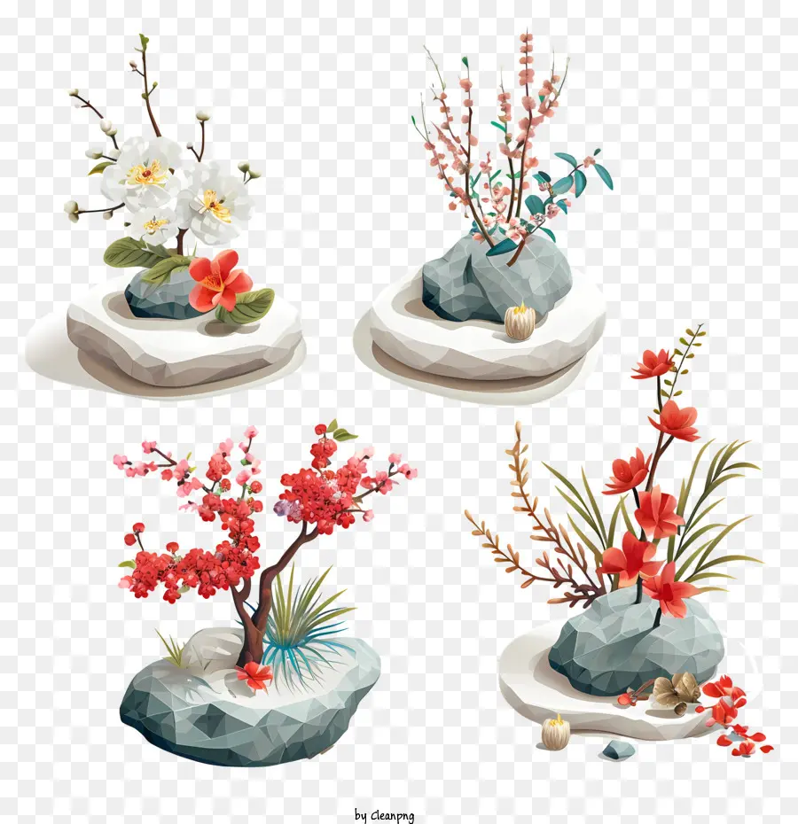 Arrangement Floral Zen，Pierre Des Fleurs PNG