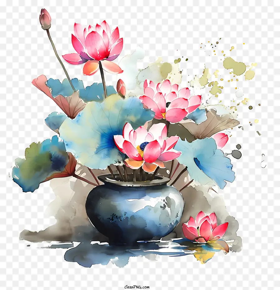 Composition Florale Zen，Fleurs De Lotus PNG