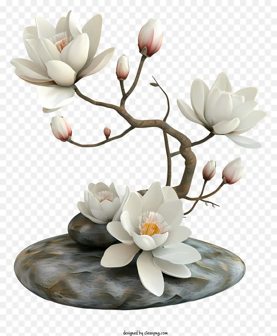 Arrangement Floral Zen，Blanc Floraison De La Plante PNG
