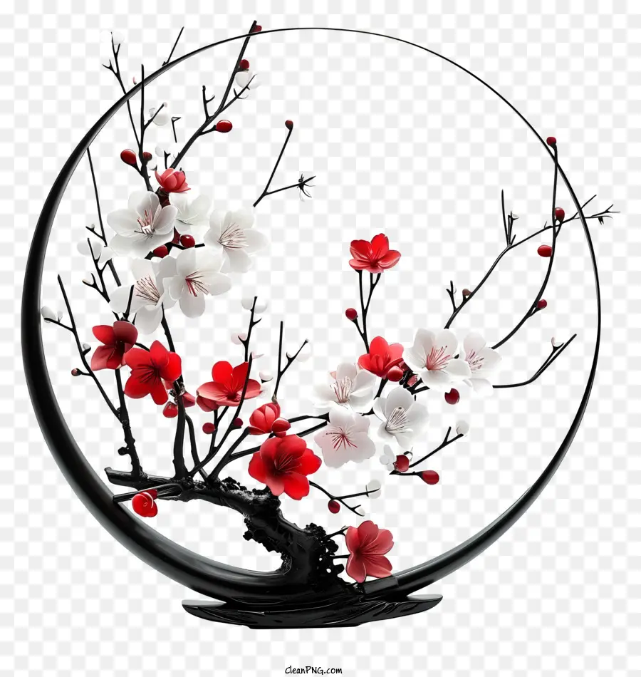 Arrangement Floral Zen，Image En Noir Et Blanc PNG