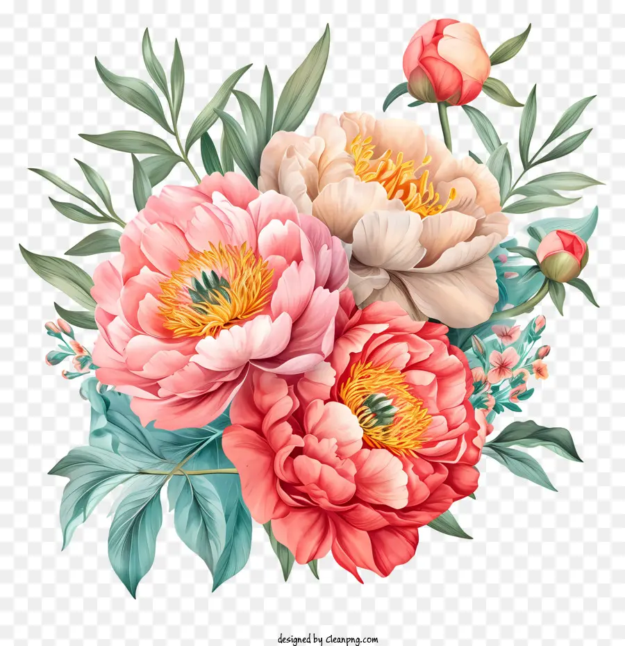 Arrangement Floral De Pivoine，Bouquet PNG