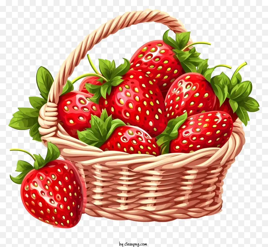 Panier De Fraises De Dessin Animé，Fraises PNG