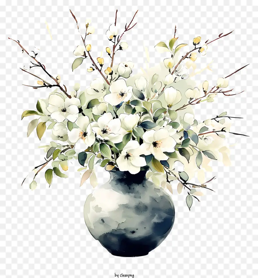 Arrangement Floral Zen，Vase Avec Des Fleurs PNG