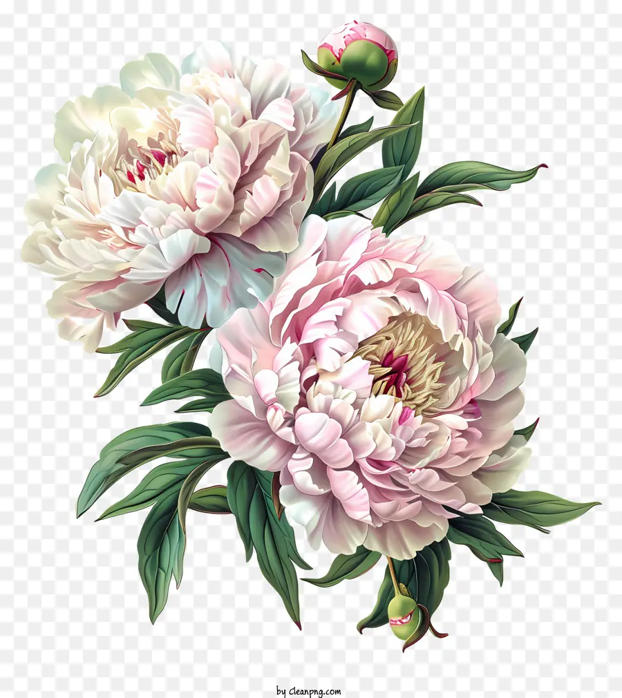 Composition Florale De Pivoine，Pivoines Blanches PNG