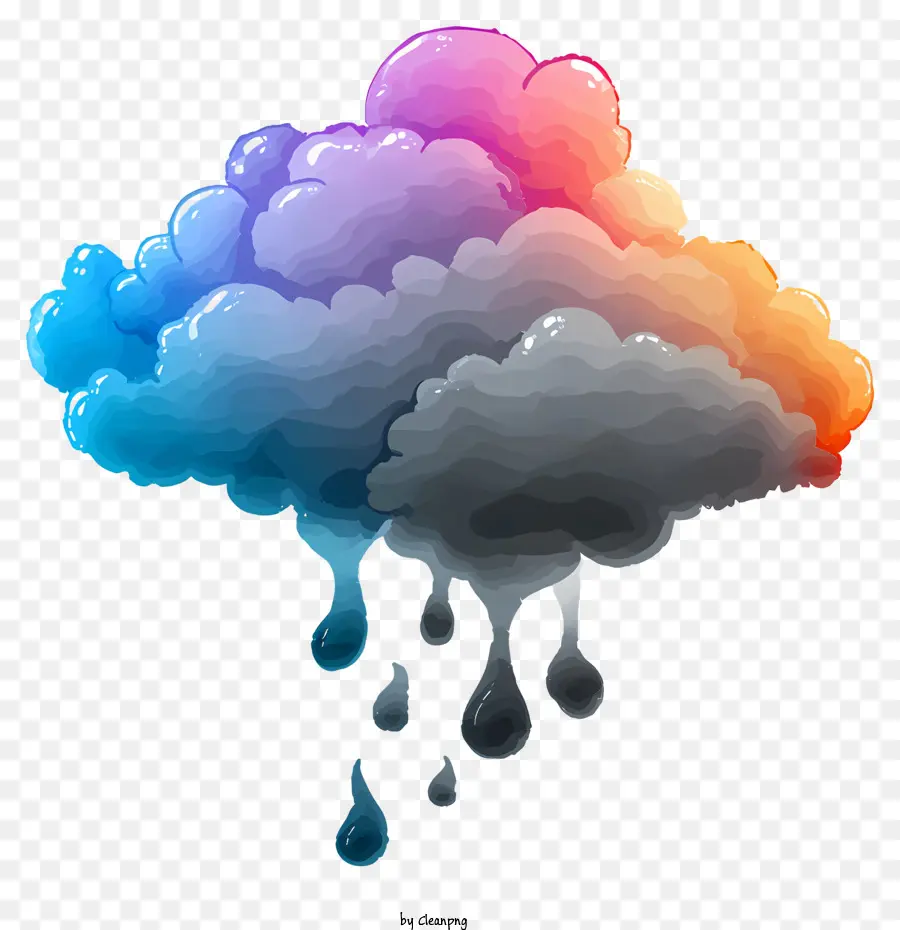 Nuage De Peintures Multicolores，Nuage De Pluie Coloré PNG