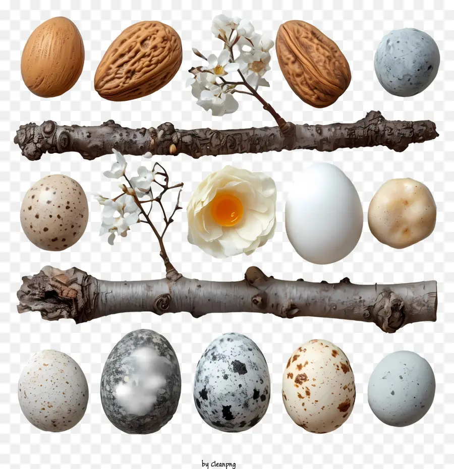 Oeufs De Pâques，Oeufs Et Branches PNG