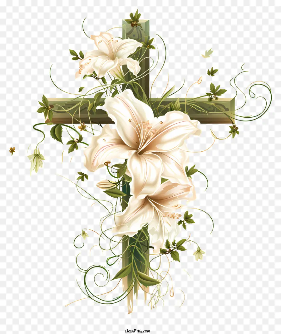 Bonne Croix De Pâques，Lys Blanc PNG