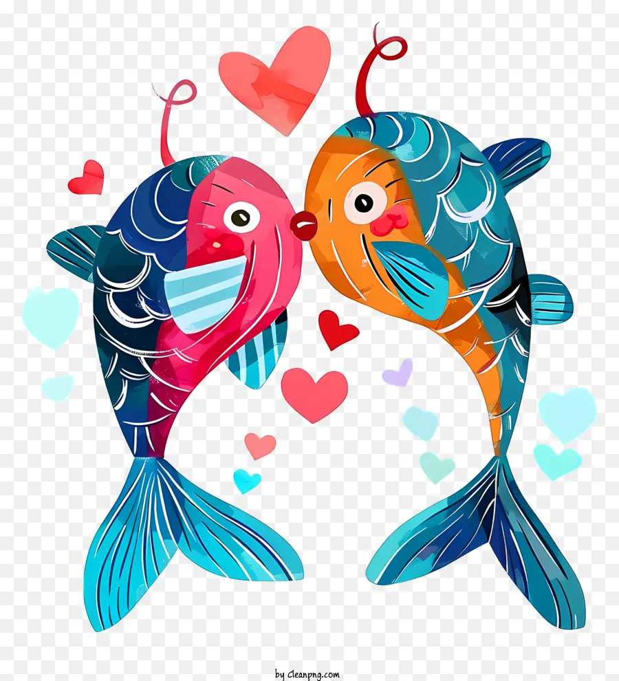 Poisson Plat De La Saint Valentin，Embrasser Un Poisson PNG