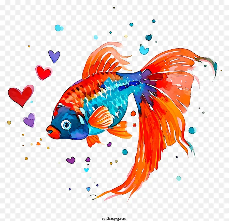 Fish De La Saint Valentin Aquarelle，Les Poissons Illustration PNG
