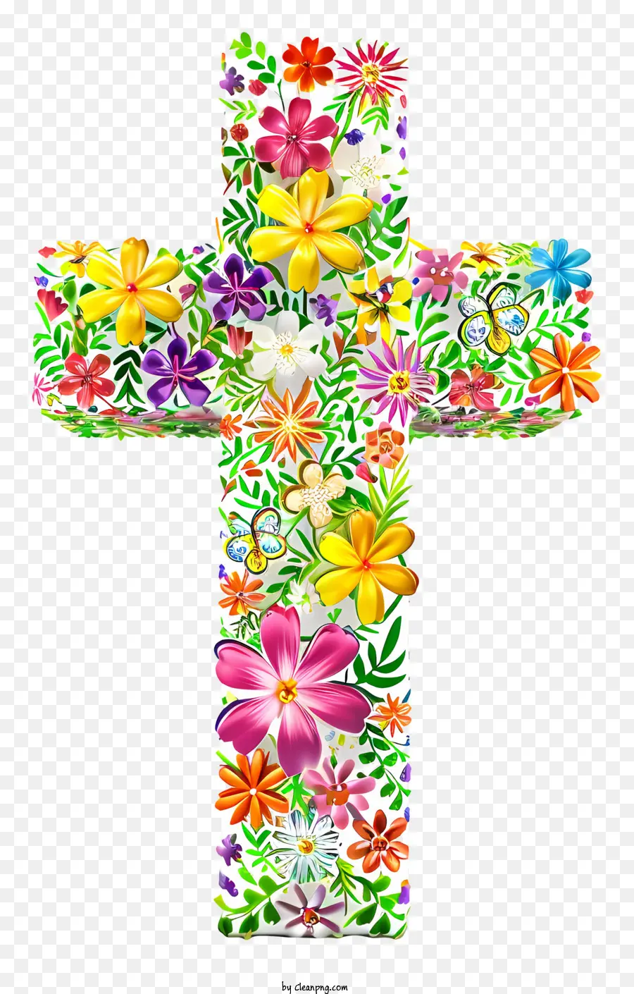 Bonne Croix De Pâques，Croix De Fleurs PNG