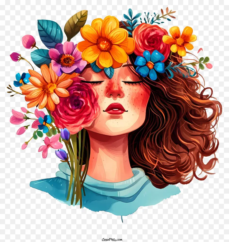 Emoji Femme Et Fleurs，Femme PNG