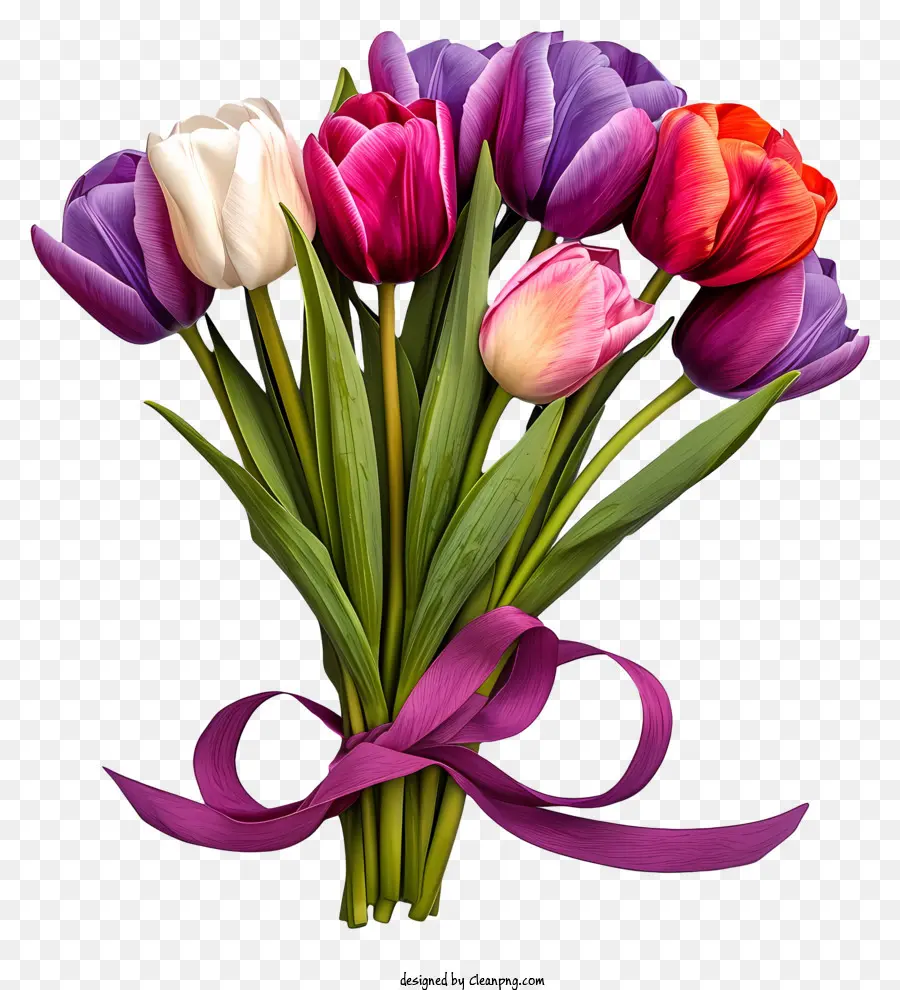 Bouquet De Tulipes De Style Doodle，Tulipes Colorées PNG