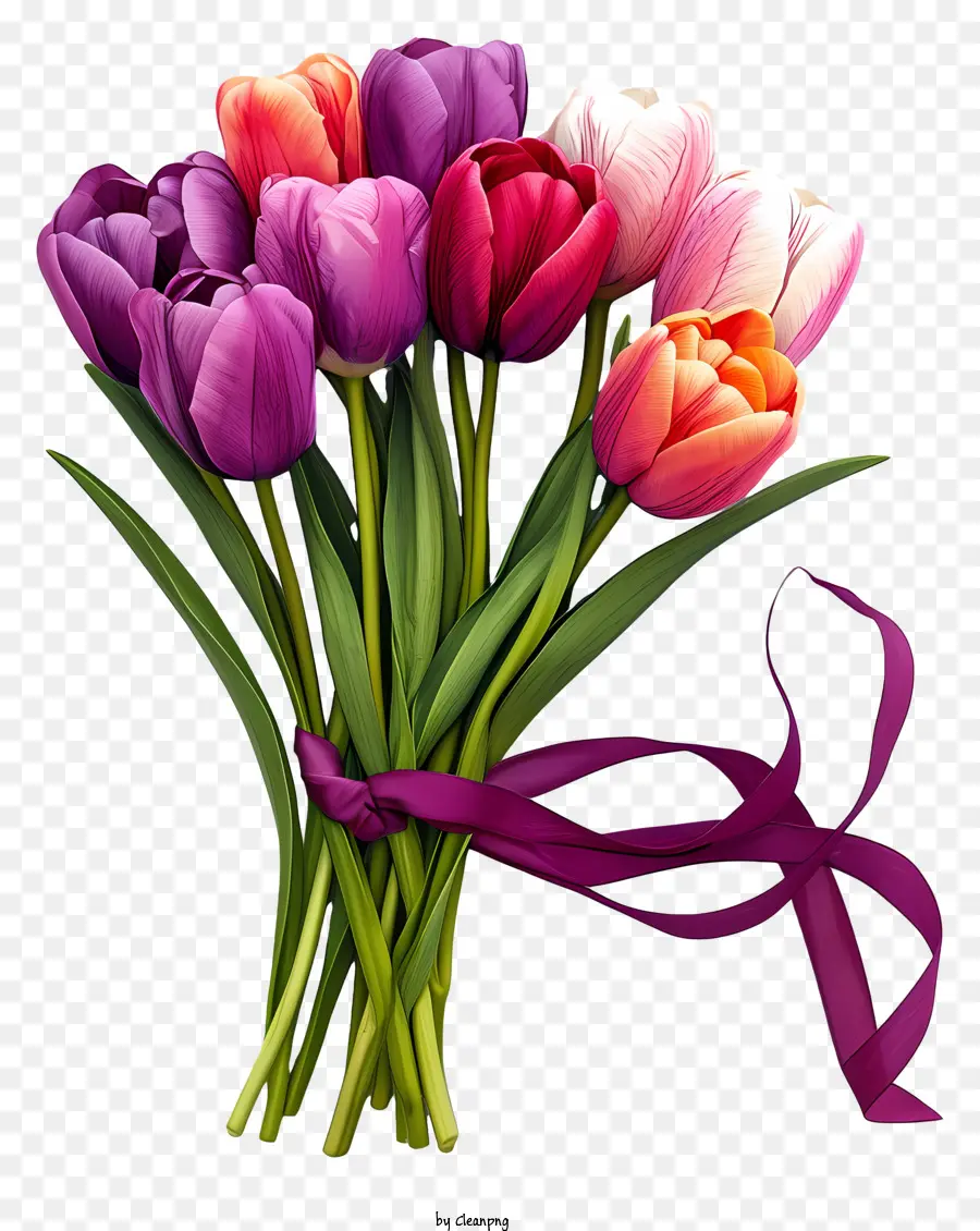 Bouquet De Tulipes De Style Doodle，Bouquet De Tulipes PNG