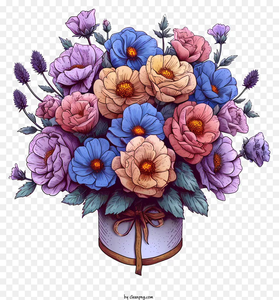 Arrangement Des Fleurs Pastel，Bouquet De Fleurs PNG