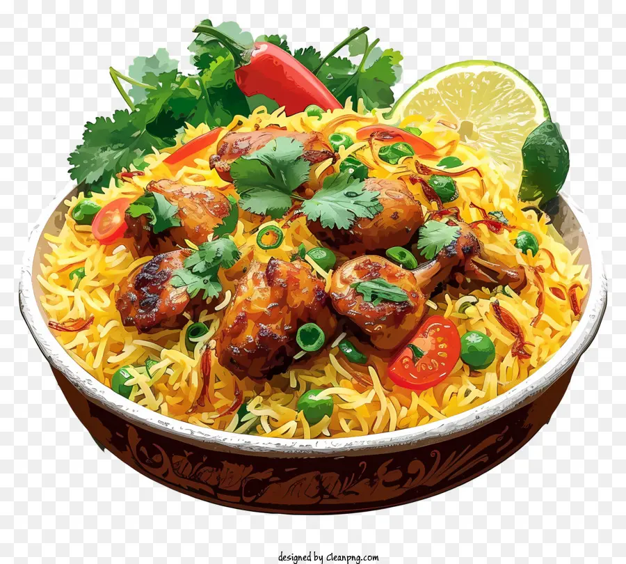 Sketch Style Chick Biryani，Riz Frit Au Poulet PNG