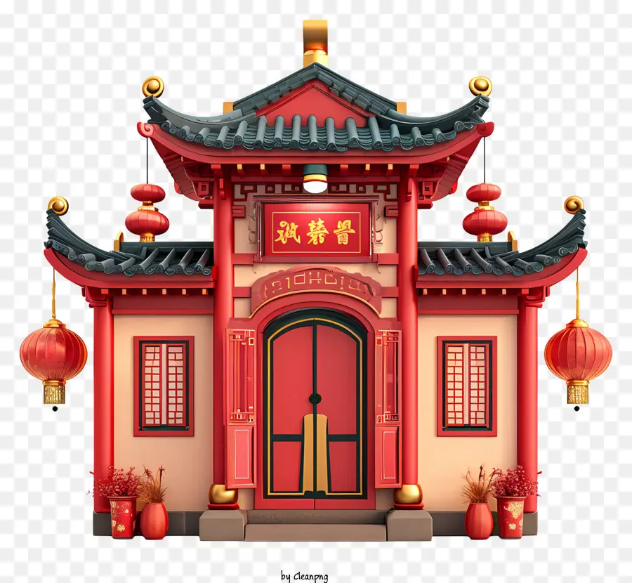 Bâtiment Du Nouvel An Chinois，Temple Chinois PNG