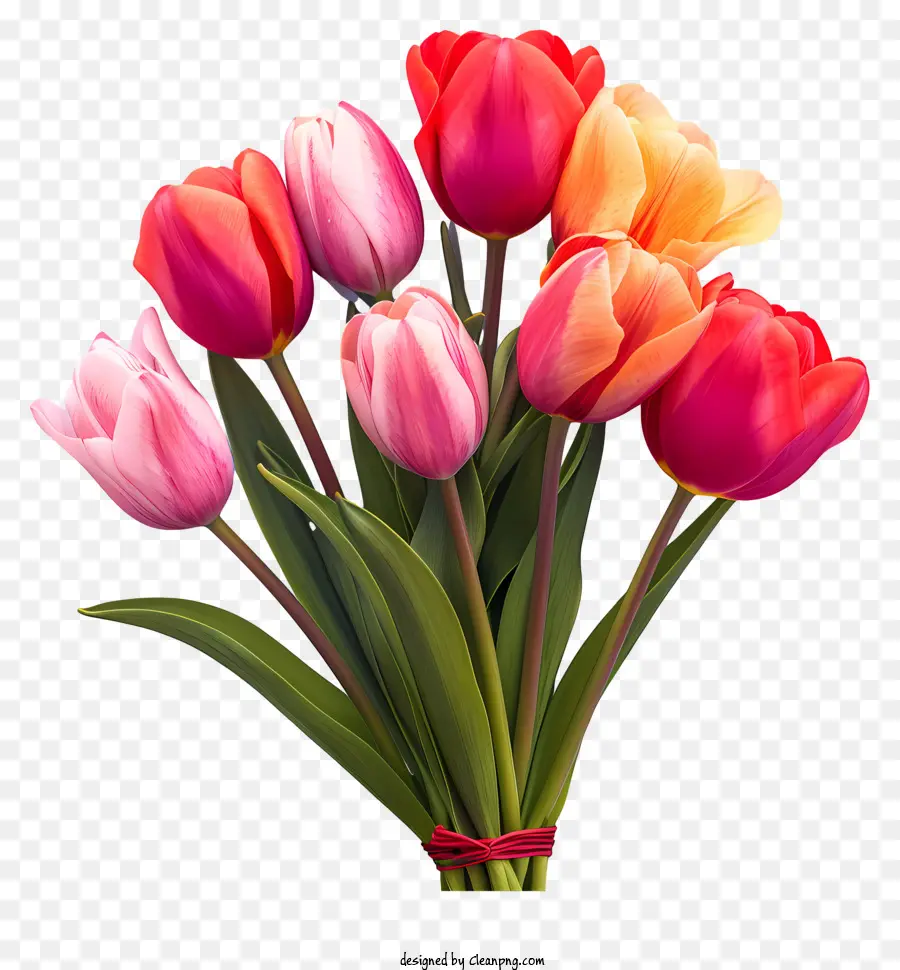Bouquet De Tulipes Plates，Les Tulipes PNG
