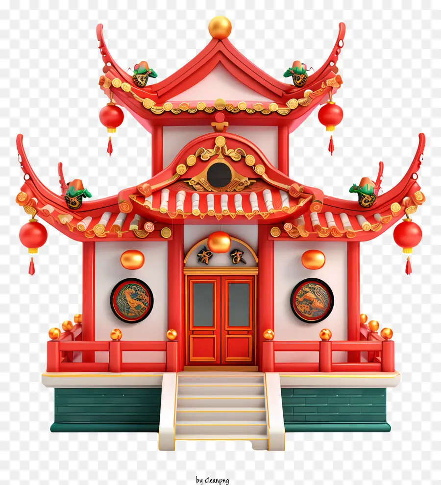 Nouvel An Chinois，Temple Chinois Traditionnel PNG