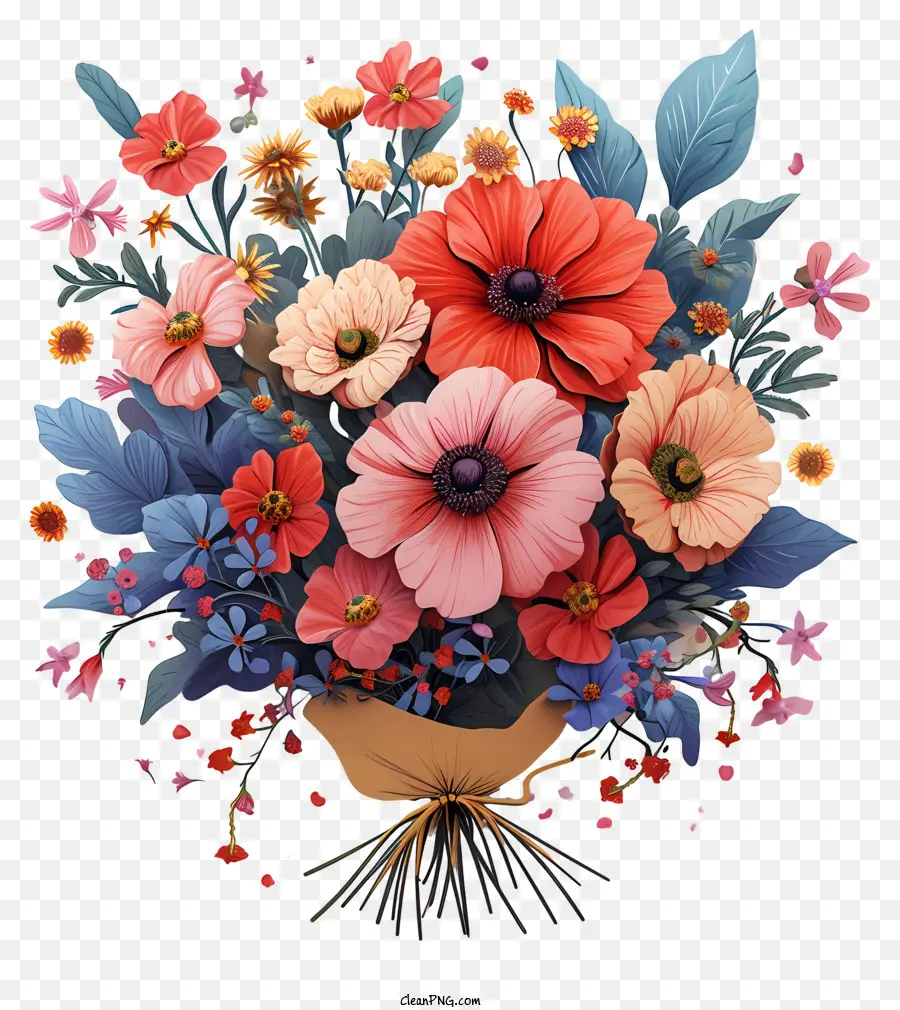 Arrangement Des Fleurs Pastel，Bouquet De Fleurs PNG