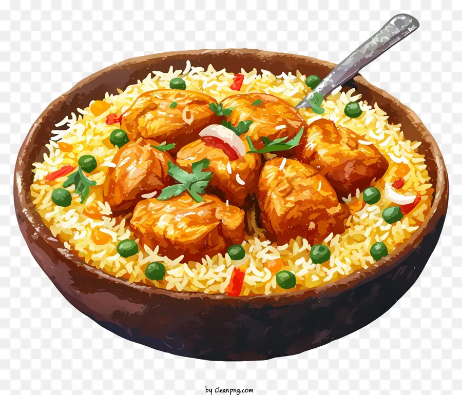 Biryani De Poulet Aquarelle，Bol De Riz PNG