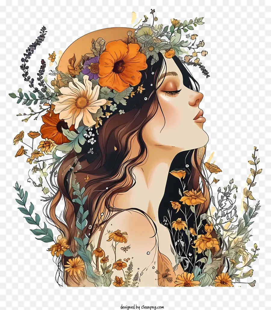 Femme Et Fleurs，Femme Avec Des Fleurs PNG