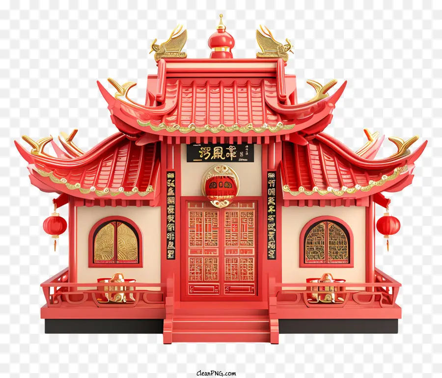 Nouvel An Chinois，Bâtiment De Style Oriental PNG