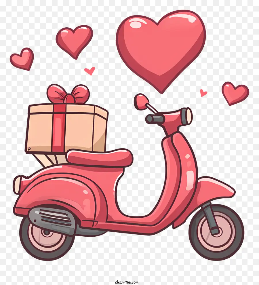 Livraison De Cadeaux Pour La Saint Valentin，Trottinette Avec Des Coeurs PNG