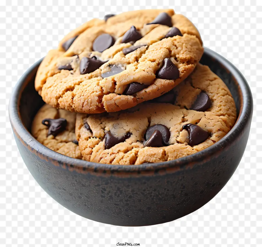 Biscuits Aux Pépites De Chocolat Dans Le Bol，Cookies Aux Pépites De Chocolat PNG