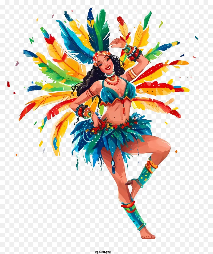 Danseuse De Samba Brésilienne Dessinée à La Main，Costume De Carnaval PNG