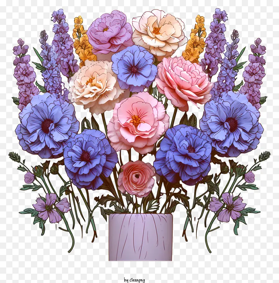 Arrangement Des Fleurs Pastel，Vase PNG
