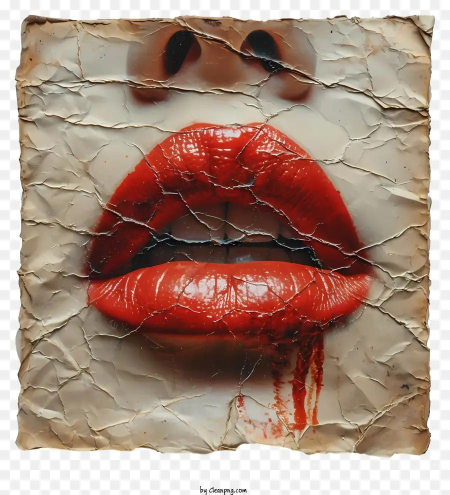Rouge à Lèvres，Femme Avec Des Lèvres Ensanglantées PNG