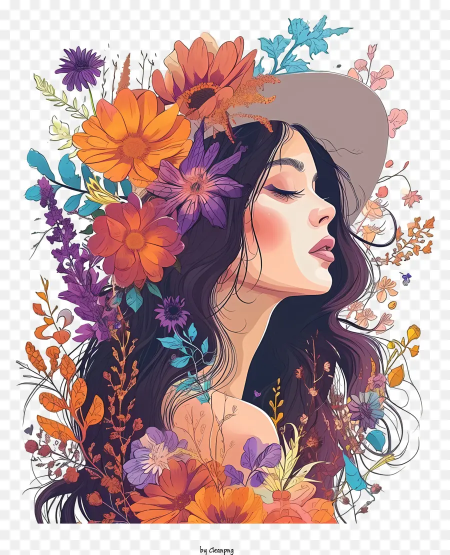 Journée De La Femme，Femme Florale PNG