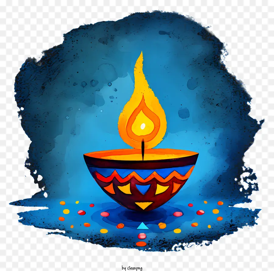 Lampe Diwali Aquarelle，Lampe à Huile Allumée PNG