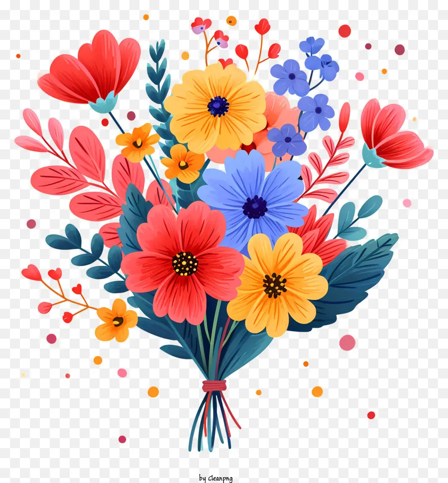 Arrangement Floral Plat，Fleurs Colorées PNG