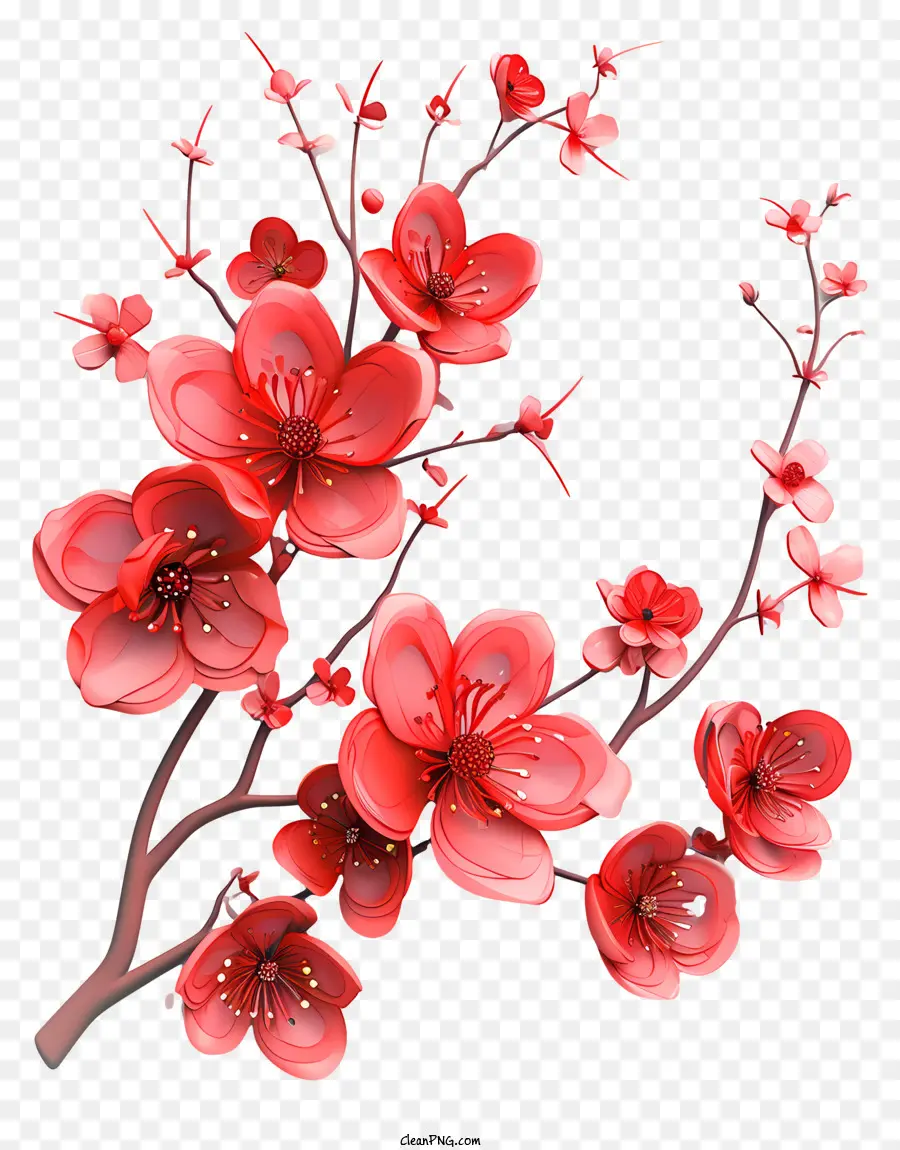 Art Des Fleurs Du Nouvel An Chinois，Cerisier En Fleur PNG