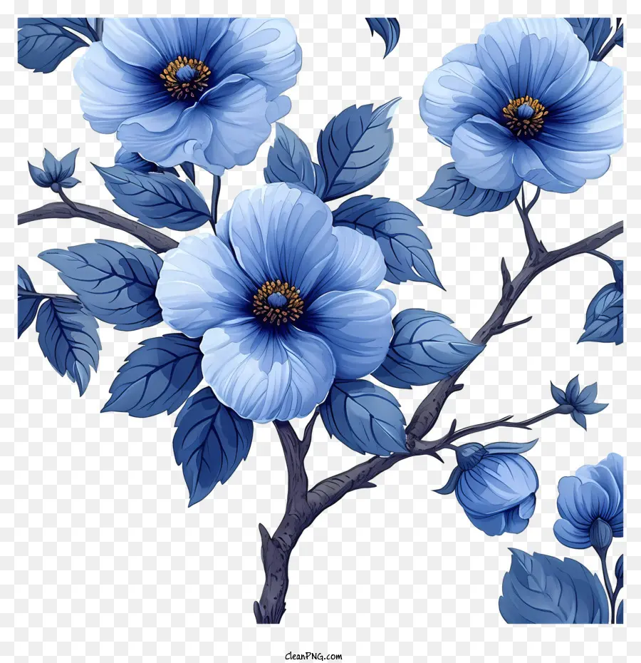 Contexte Du Motif Floral，Fleurs Bleues PNG