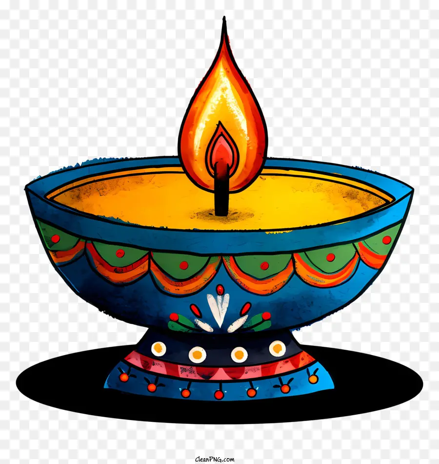 Lampe Diwali Dessinée à La Main，Bougie Orange PNG