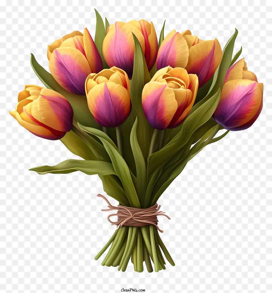 Bouquet De Tulipes De Style Doodle，Les Tulipes PNG