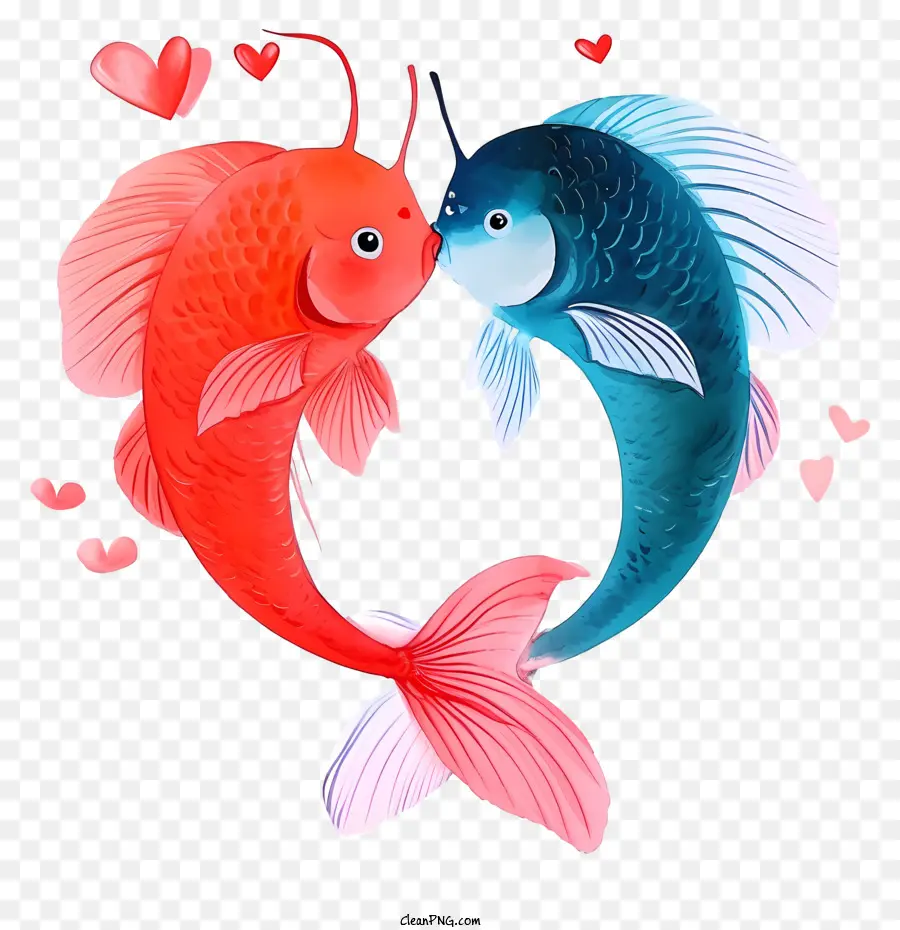 Poisson De La Saint Valentin，Embrasser Un Poisson PNG